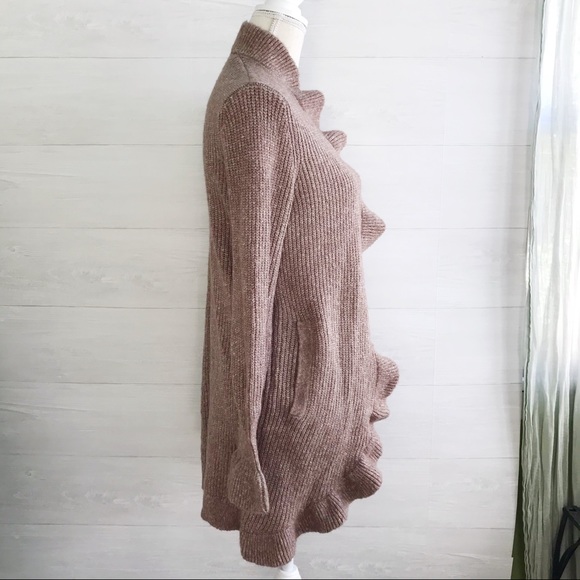 {Hinge.} Brown taupe heather drape cardigan, S - Picture 3 of 7